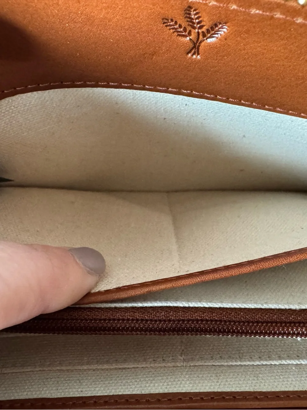 Margot Leather Luna Zip Wristlet Wallet | Cognac Leather | NWT